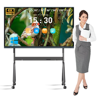 Tableau blanc interactif LCD 4K de 55/65 pouces, système double Android 15/Windows, montage mural, tableau blanc intelligent pour l'éducation et l'enseignement scolaire