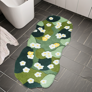 Tapis de bain modernes en forme de feuille de mousse verte, doux, antidérapants, lavables et absorbants, pour la maison et l'hôtel - Product Image 2