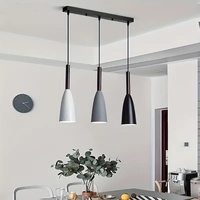 Suspension LED en fer de style nordique, noir, blanc, gris, longue taille moyenne, pour restaurant, salon, chambre, bar