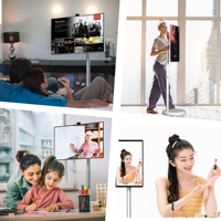TV portátil interactiva Android 13 recargable de 27 pulgadas, retroiluminación LED de 500W, 12V, inglés, HD, blanco, móvil, inteligente, de pie, HDTV