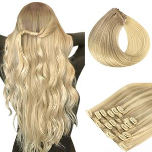 クリップインヘアエクステンション厚手ロングストレートヘアピースアップグレードソフトレース横糸軽量7PCSレイヤードヘア20インチ女性用 - Product Image 6