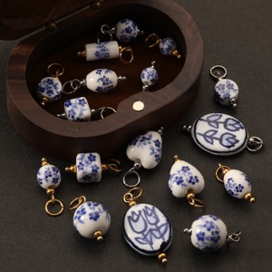 Miễn phí collocation PVD mạ vàng trang sức phụ kiện không thấm nước Hand Painted Flower gốm quyến rũ túi quyến rũ cho Diy sáng tạo - Product Image 6