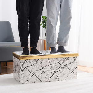 Taburete de almacenamiento de cuero rectangular con tapa extraíble para almacenar zapatos de Juguetes - Product Image 3