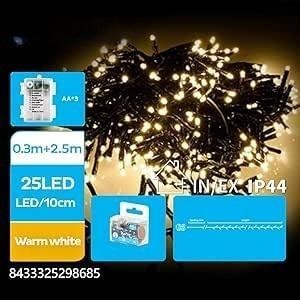 Ghirlanda di luci tipo petardo, batterie 3AA, 2,5 m, luce bianca calda, ideale per decorazioni e ambientazione in feste ed eventi. - Product Image 1