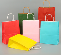 Sac en papier kraft personnalisable pour la restauration à emporter, emballage portable, élégant et coloré, avec votre propre logo, produits d'approvisionnement