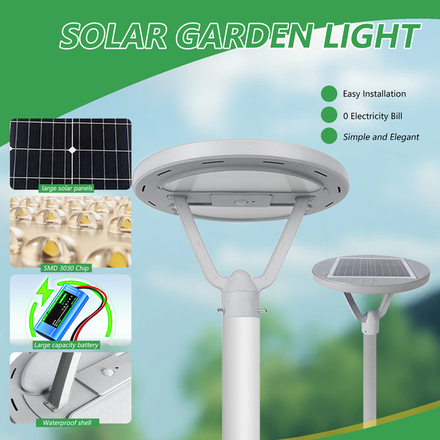 Solar Garden Light Durable Aluminum Monocrystalline Panel LED IP65 IP66 Rated Remote Control LiFePO4 Battery