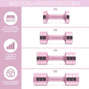 Set di manubri da <span class=keywords><strong>5</strong></span> <span class=keywords><strong>kg</strong></span> da donna con peso regolabile rimovibile rapidamente 2kg-5kg da palestra - Product Image 3