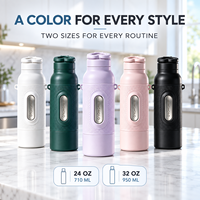 Bouteille d'eau isotherme magnétique en acier inoxydable avec support de téléphone en forme de cœur et gobelet modulaire en silicone pour le transport quotidien