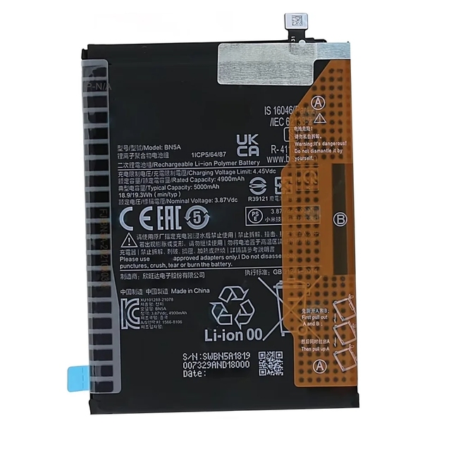 High Quality New Model BN5A Battery for Xiaomi Redmi Note 10 5g/poco M3 Pro 5g Replacement Phone Battery 5000mAh