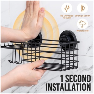 Ensemble d'étagères de rangement pour salle de bain, montage mural, 60x70cm, noir, 2 niveaux, durable, pour articles de soins personnels - Product Image 4