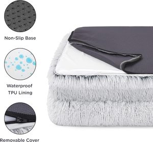 Lit pour chien en cuir véritable personnalisé, chaud, en peluche, durable, avec tapis amovible pour animaux de compagnie, lit pour chat - Product Image 5