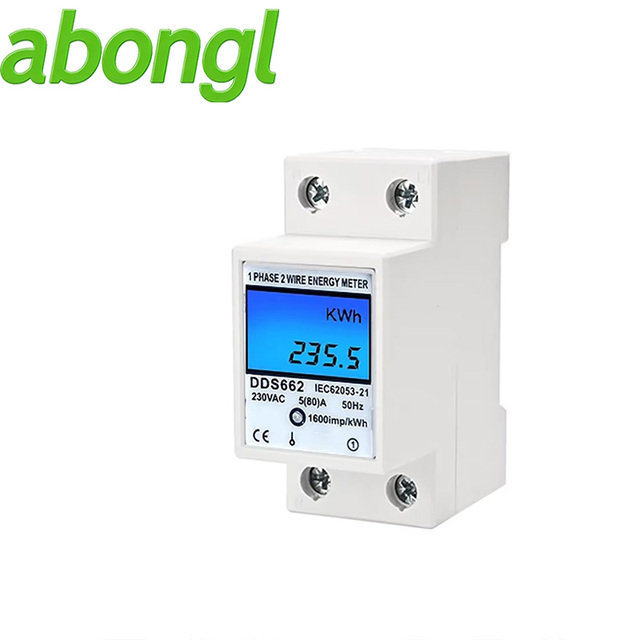 LCD Digital Display Energy Meter Voltage Current Power Single-Phase Multi-function Rail-Mounted DDS662 China Abongl