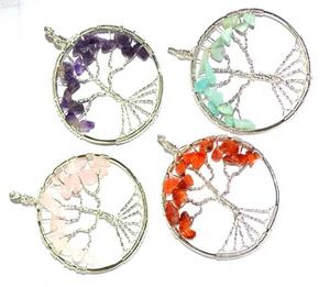 Mix Gemstone Chakra pierre Arbre De Vie Pendentif d'agate export pierre artisanat arbre de vie pendentif collier - Product Image 1