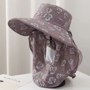 หมวกเก็บใบชาสำหรับผู้หญิง ลายใบเมเปิ้ลสีชมพู ระบายอากาศได้ดี ป้องกันแสงแดด ผ้าคลุมหน้าผ้าฝ้ายสำหรับฤดูร้อนกลางแจ้ง - Product Image 3