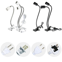 Prise EU US UK Support de lampe de bureau flexible à 360 degrés Prise de base E27 Câble à clipser à col de cygne avec interrupteur d'alimentation pour la maison