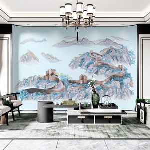 Mural de Pared Bordado Ke Hong El Emperador Dorado, Paisaje de la Gran Muralla China, Tela No Tejida, Decoración del Hogar, Rectangular, Resistente a la Humedad - Product Image 3