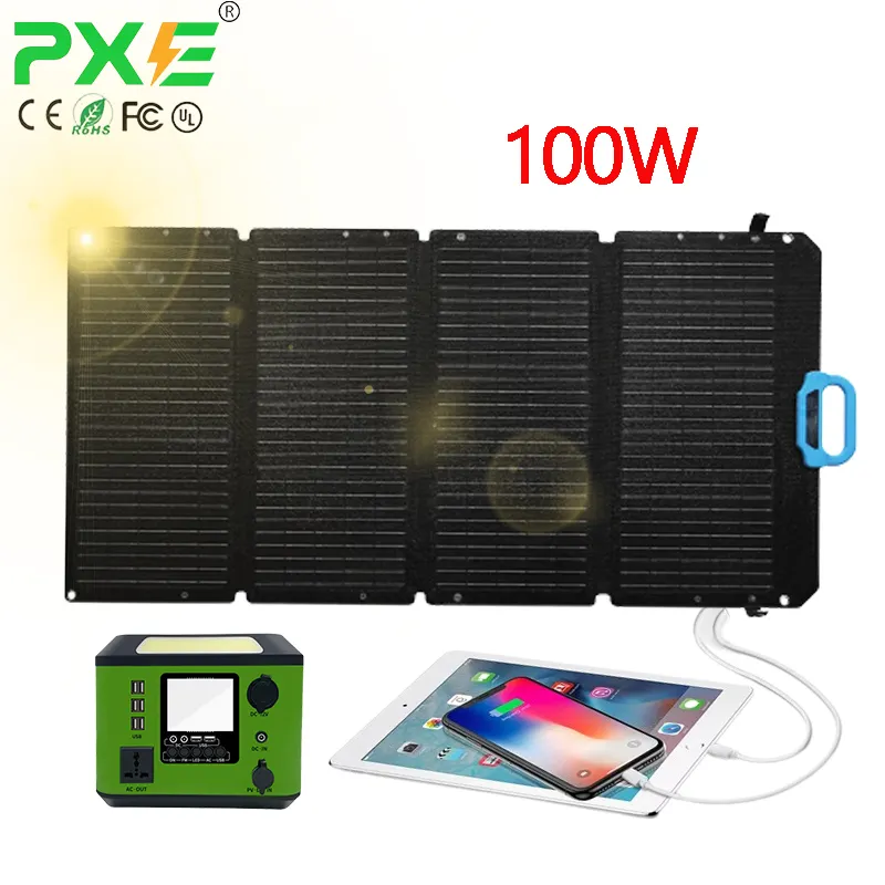 Xách tay có thể gập lại linh hoạt panel năng lượng mặt trời Kit 100 wát với USB sạc điện thoại cho cắm trại ngoài trời giá tốt nhất Nhà cung cấp điện