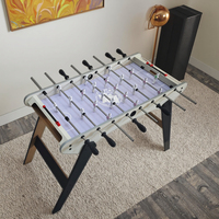 Table de baby-foot d'intérieur 35 pouces couleur chêne, personnalisable avec logo, certifiée EN71, avec 8 tiges en acier inoxydable – Vente en gros