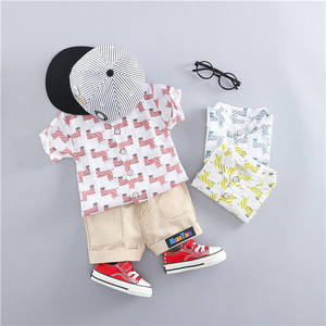 Importations de vêtements américains : Ensemble de sport pour garçons, pantalon push-up et t-shirt en bambou avec appliqué pour enfants - Product Image 2