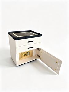 <b>white</b> Minimalist Nightstand With LED Lighting And Combination lock 2 Drawer <b>Bedside</b> <b>Cabinet</b> For Bedroom Furniture - Product Image 2