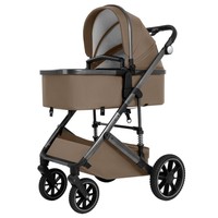 Poussette Bébé Haut de Gamme 2-en-1 Modèle S6 avec Châssis en Acier Inoxydable, Pliage à une Touche, Inclinable et Portable pour Enfants de 0 à 3 Ans