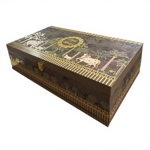 Handcrafted Solid Wood Polished Storage <b>Gift</b> <b>Box</b> Scodix Digital Print Series 18x10 Inch 16 Cavity 4 Jars Animal Halloween <b>Easter</b> - Product Image 1