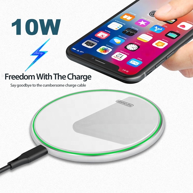 Ultra Thin Mirror Wireless Charging 10W Universal Qi Wireless Mobile Charger Charging Pad Fast Charging Led Wireless Charger