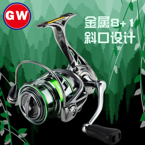 Carrete de Pesca Giratorio Gw, Metálico, con 8+1 Rodamientos, Diseño de Boca Inclinada, para Pesca en el Mar - Product Image 1