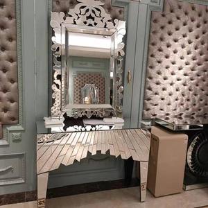 Table <span class=keywords><strong>console</strong></span> miroir de luxe moderne argentée avec diamants pour salon et <span class=keywords><strong>couloir</strong></span>, vente en gros, directement de l'usine - Product Image 3