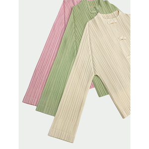 Camicette in stile etnico abbigliamento cinese <span class=keywords><strong>camicie</strong></span> a pieghe tinta unita con bottone a manica lunga <span class=keywords><strong>camicie</strong></span> da <span class=keywords><strong>donna</strong></span> di alta qualità - Product Image 2