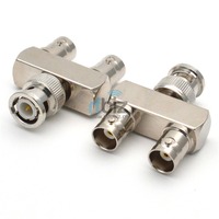 Adaptateur en T BNC en laiton - Type Y à deux entrées femelles 50 Ohm DC-4GHz nickelé Marque RFBIZ pour connecteurs coaxiaux RF BNC-JKK