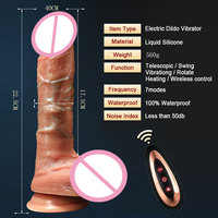 Dildo Vibrador Realista con Ventosa, Calentamiento y Control Remoto para Masturbación Femenina, Pene Grande