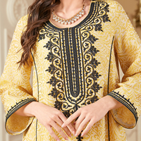 Robe longue maxi musulmane décontractée pour adultes, col rond, broderie florale noire, en polyester, manches longues amples, style Abaya Kaftan