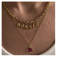 Collier chaîne DIY en acier inoxydable plaqué or avec lettre initiale alphabet bulle pour femme