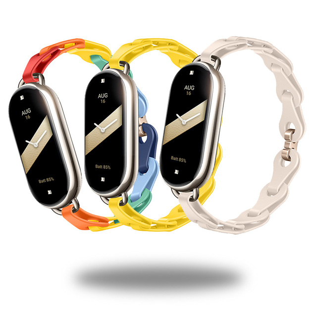 Forwelleny Fashion Lady Style Replacement Rubber Band Correa Silicone Strap Chain Buckle Bracelet for Miband 10 9 8