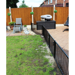 Valla de seguridad clásica para perros de hierro forjado para exteriores y puerta personalizada para patio trasero, corralito de seguridad para mascotas, valla de barrera para ejercicios - Product Image 5