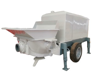 เครื่องปั๊มคอนกรีตแบบติดตั้งบนรถพ่วง ควบคุมด้วย PLC ประสิทธิภาพสูง สีขาว ยี่ห้อซานตง ระยะส่งแนวตั้ง 80 เมตร แนวขวาง 400 เมตร - Product Image 1
