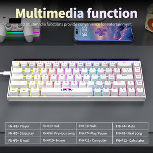Clavier mécanique RAIKU GK68, 68 touches, éclairage RGB, câble détachable filaire pour jeux - Product Image 5