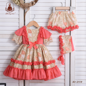 Vestidos de bebé <span class=keywords><strong>para</strong></span> <span class=keywords><strong>niñas</strong></span>, 3 unidades, Vintage, naranja, venta al por mayor - Product Image 2