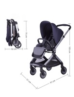 Poussette bébé 2-en-1 Baypie BP168, cadre en alliage d'aluminium, poignée réversible réglable, suspension intégrale, design pliable