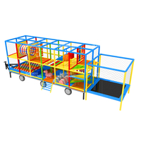 Equipo de juegos infantiles para interiores, remolque móvil de conveniencia, software para niños, juegos infantiles para exteriores con tobogán y trampolín en venta