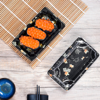 Sunzza – mini feuille d'or personnalisée en polystyrène, emballage à emporter, conteneur ps, plateau à sushi avec couvercle, vente en gros