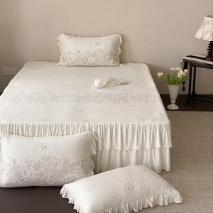 Juego de Falda de Cama Estilo Francés 150x200, Lujo Ligero, Color Sólido, Jacquard con Patrón de Cuentas de Hielo, Ropa de Cama de Verano - Product Image 3