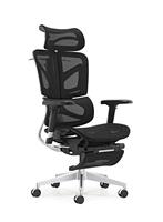 Chaise de bureau ergonomique moderne haut de gamme en maille avec dossier en aluminium poli, appui-tête réglable, accoudoirs pivotants 3D, base en aluminium