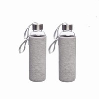 Bouteille d'eau personnalisée en verre à haute teneur en borosilicate personnalisée en gros