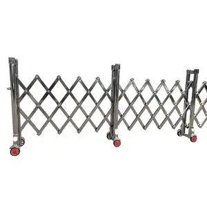 Flexible Folding Manual Barrier Gate Steel Stainless Retractable Folding Sliding Fence Gate