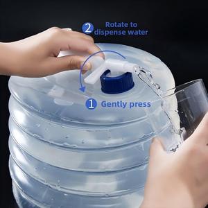 Cubo Plegable Rústico de PVC/PU para Camping, Expandible de 3L/5L/15L, con Grifo, Gran Capacidad para Viajes, Camping y Supervivencia - Product Image 2