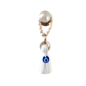 Pendentif <span class=keywords><strong>de</strong></span> poignée <span class=keywords><strong>de</strong></span> porte en perles <span class=keywords><strong>de</strong></span> bois, pompon en laine, pendentif pour rétroviseur <span class=keywords><strong>de</strong></span> voiture, porte-clés mural œil bleu, mariages, anniversaires, nature morte - Product Image 2