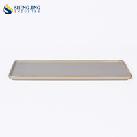 Assiette en céramique rectangulaire rustique beige blanc 12 "14" 16 "multi-taille pour sushi et dessert pour restaurant et hôtel en vrac
