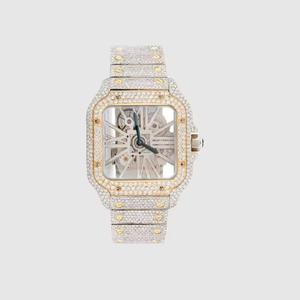 Reloj de Diamantes Moissanite de 10 a 15 Quilates VS1, Corte Brillante Redondo, Oro y Plata, Reloj de Lujo, Proveedor B2B, Precio de Fábrica - Product Image 1